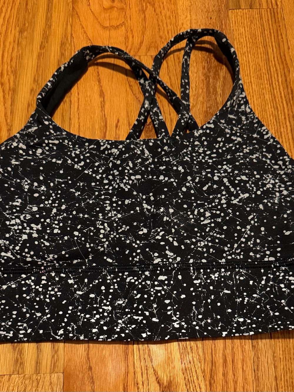 Lululemon Black & White Speckled Crisscross Sports Bra - Women